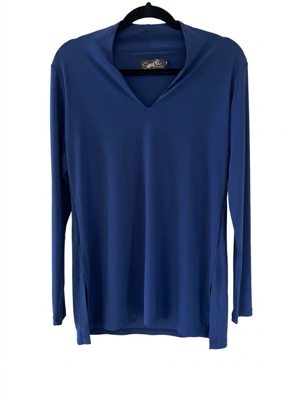 Sympli Royal Blue Tunic Top Long Sleeve Side Slits Size 8